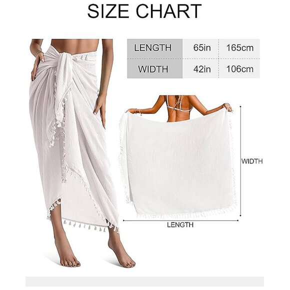 Beach Sarong Pareo Womens Semi-Sheer Swimwear 20-atrovirens-long - Picture 6 of 6